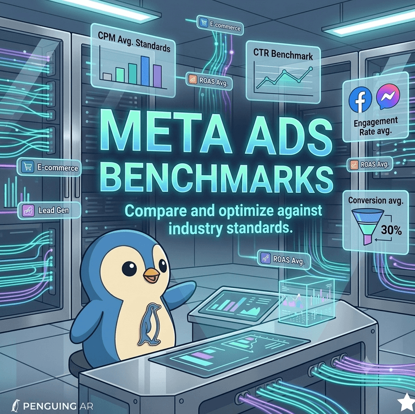 Meta Ads benchmarks 2026: what good looks like by industry | Pengwing